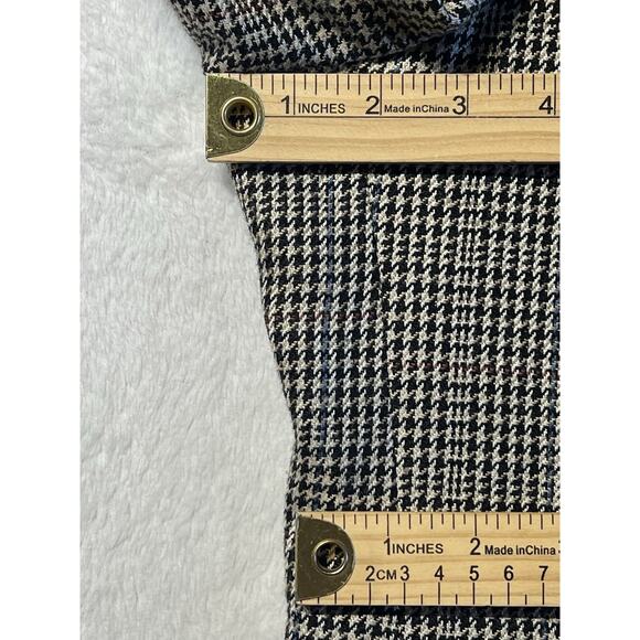 Stafford Mens 46R Black Beige Burgundy Houndstooth Plaid Blazer Sport Jacket - Picture 12 of 16